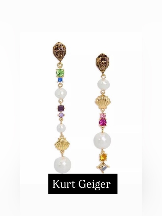 Kurt Geiger Jewelry - Kurt Geiger Pearl & Rhinestone Signature Eagle Shell Linear Earrings NWT